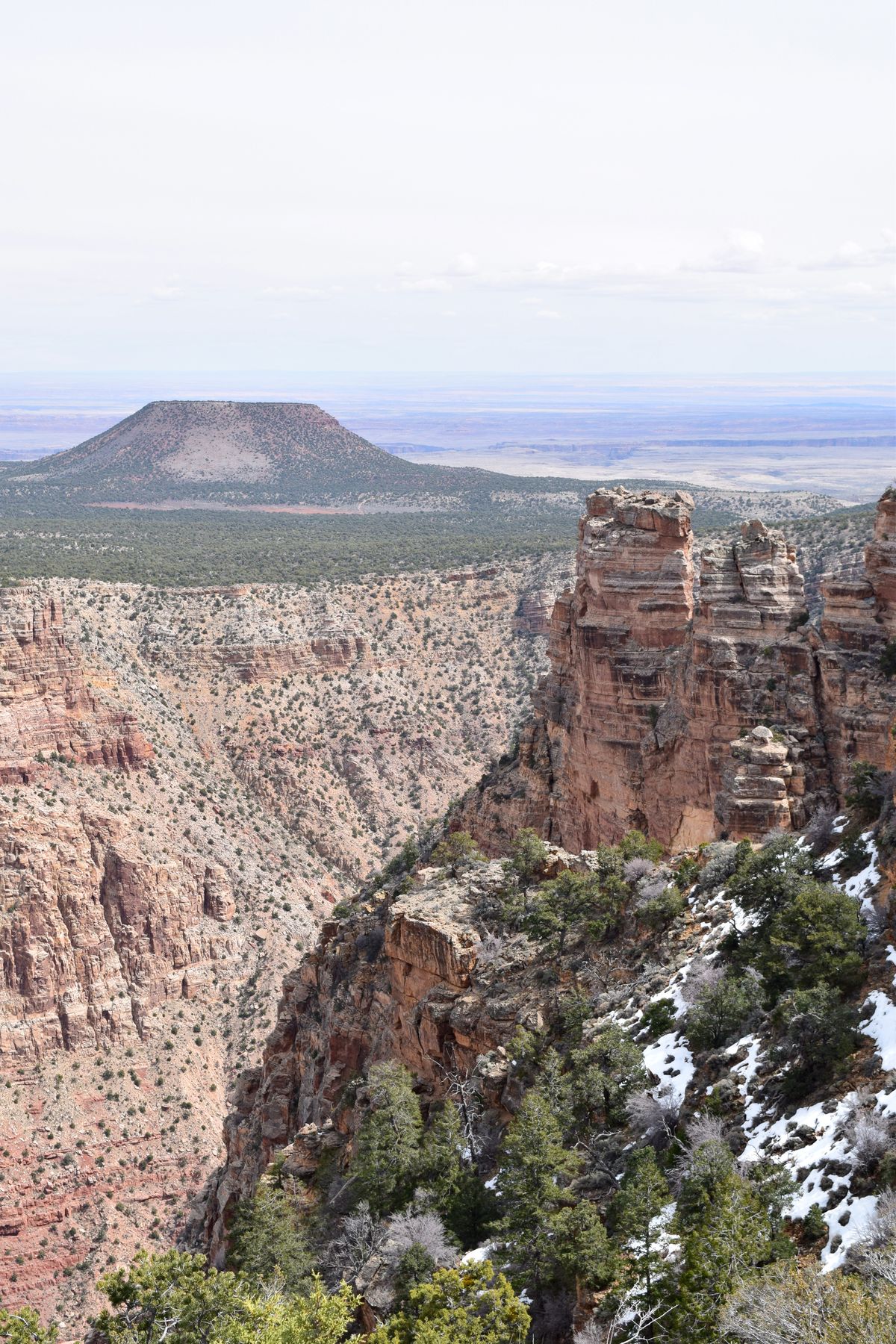Layered canyon walls viewed from the rim of the Grand Canyon